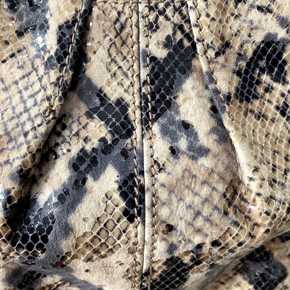B Makowsky Leather Faux Snakeskin Crossbody Bag - Beige, Black - Picture 7 of 16
